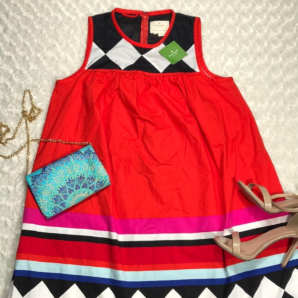 Kate Spade Geo Border Babydoll Casual Dress